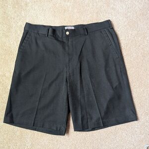 Peter Millar Black Salem Performance Wicking Flat Front Chino Golf Shorts